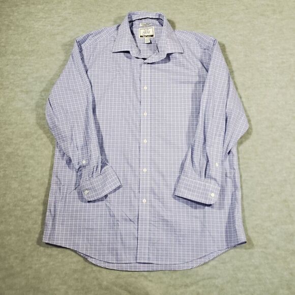Jos. A. Bank Shirt Mens 16.5 Blue Dress Plaid Brrr Comfort Non Iron Button Down - Picture 1 of 8